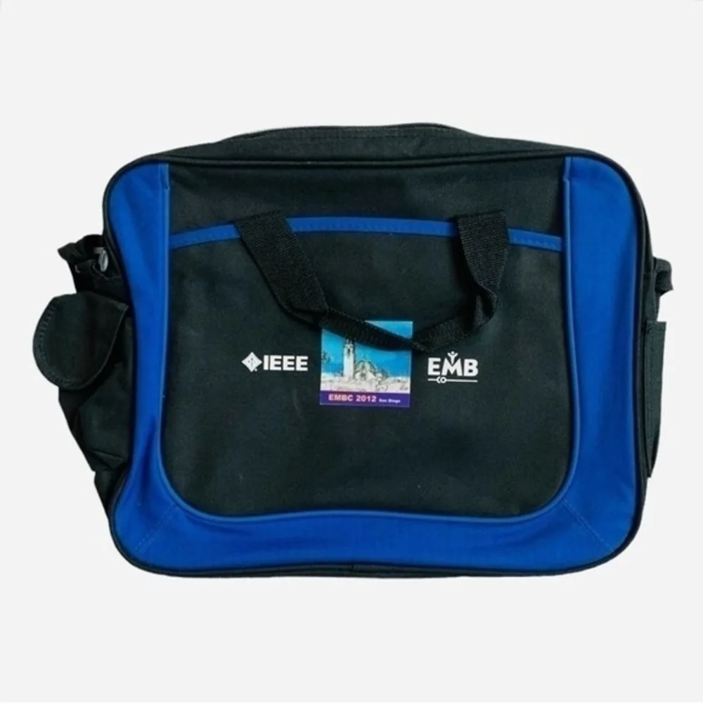 Voyager Black Blue Canvas Laptop Messenger Bag Travel Portfolio